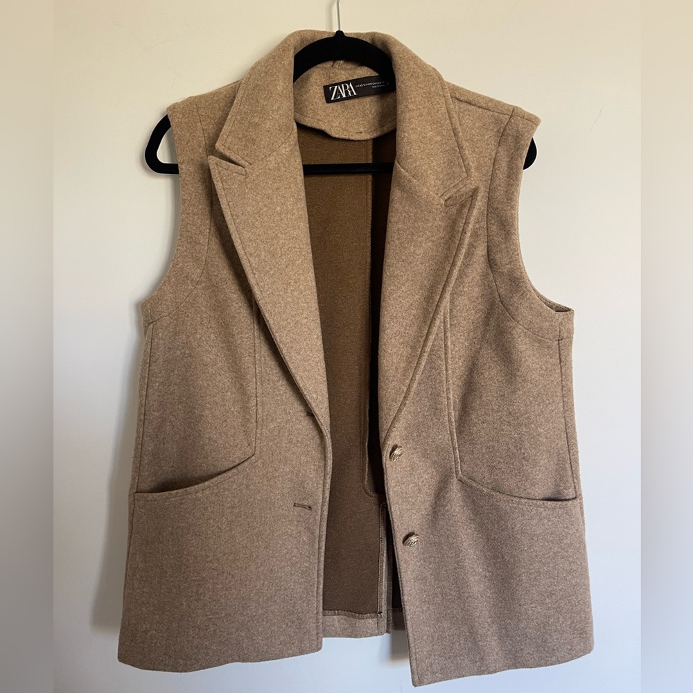 Zara Camel Sleeveless Jacket